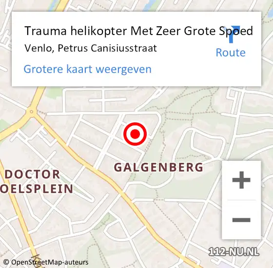 Locatie op kaart van de 112 melding: Trauma helikopter Met Zeer Grote Spoed Naar Venlo, Petrus Canisiusstraat op 11 mei 2024 00:52