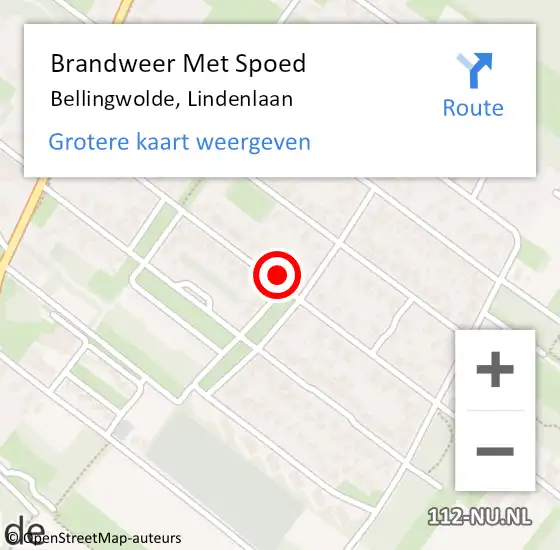 Locatie op kaart van de 112 melding: Brandweer Met Spoed Naar Bellingwolde, Lindenlaan op 11 mei 2024 00:56