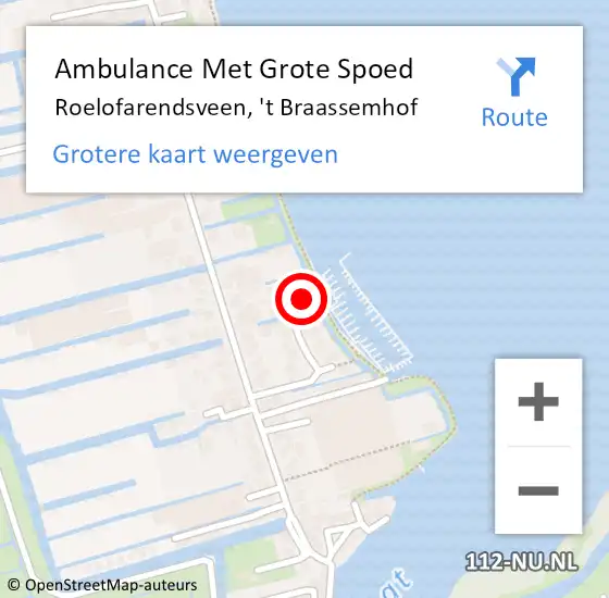 Locatie op kaart van de 112 melding: Ambulance Met Grote Spoed Naar Roelofarendsveen, 't Braassemhof op 11 mei 2024 02:08