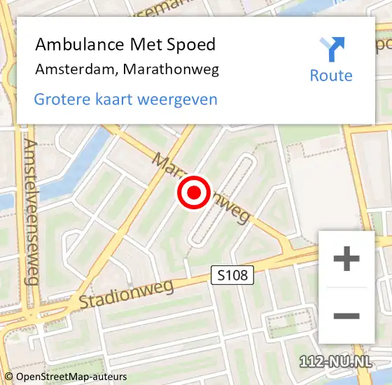 Locatie op kaart van de 112 melding: Ambulance Met Spoed Naar Amsterdam, Marathonweg op 11 mei 2024 02:45