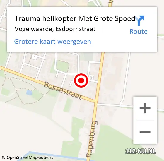 Locatie op kaart van de 112 melding: Trauma helikopter Met Grote Spoed Naar Vogelwaarde, Esdoornstraat op 11 mei 2024 03:15