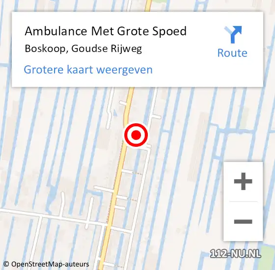 Locatie op kaart van de 112 melding: Ambulance Met Grote Spoed Naar Boskoop, Goudse Rijweg op 11 mei 2024 03:44