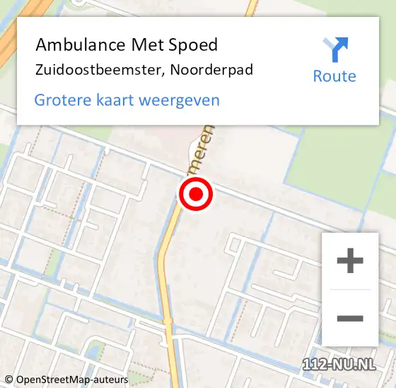 Locatie op kaart van de 112 melding: Ambulance Met Spoed Naar Zuidoostbeemster, Noorderpad op 11 mei 2024 04:24