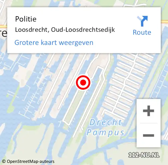 Locatie op kaart van de 112 melding: Politie Loosdrecht, Oud-Loosdrechtsedijk op 11 mei 2024 04:51