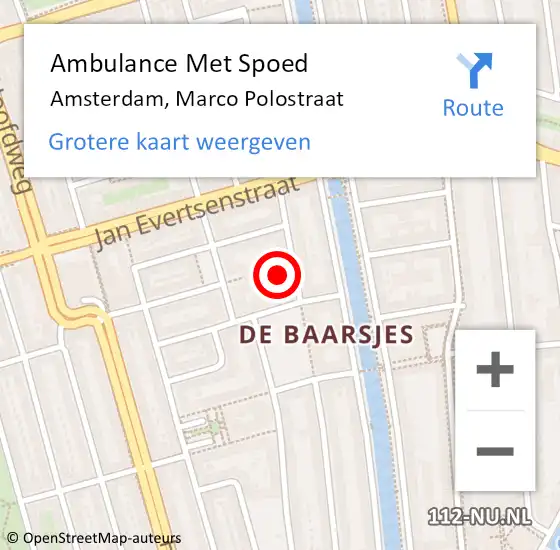 Locatie op kaart van de 112 melding: Ambulance Met Spoed Naar Amsterdam, Marco Polostraat op 11 mei 2024 05:25