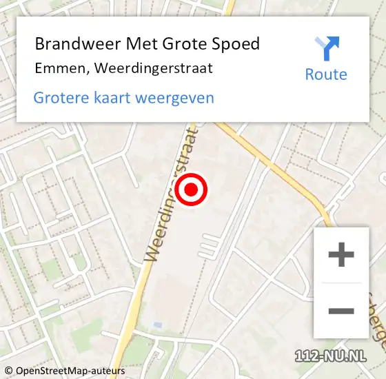 Locatie op kaart van de 112 melding: Brandweer Met Grote Spoed Naar Emmen, Weerdingerstraat op 11 mei 2024 06:13