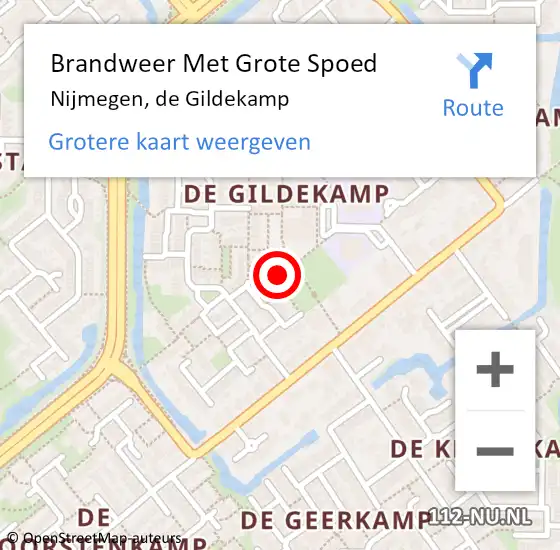 Locatie op kaart van de 112 melding: Brandweer Met Grote Spoed Naar Nijmegen, de Gildekamp op 11 mei 2024 06:14