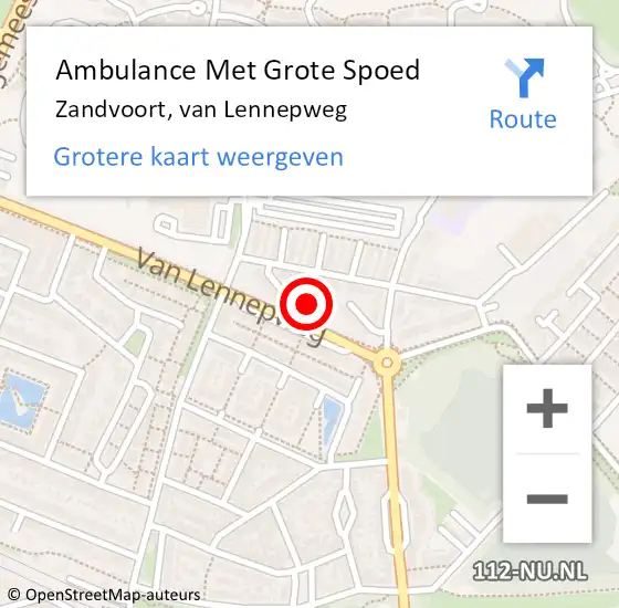 Locatie op kaart van de 112 melding: Ambulance Met Grote Spoed Naar Zandvoort, van Lennepweg op 11 mei 2024 06:33