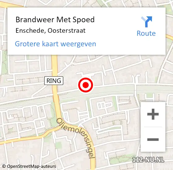Locatie op kaart van de 112 melding: Brandweer Met Spoed Naar Enschede, Oosterstraat op 11 mei 2024 06:42