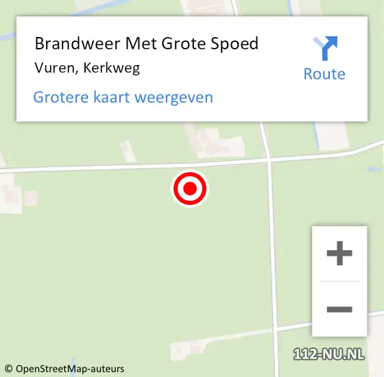 Locatie op kaart van de 112 melding: Brandweer Met Grote Spoed Naar Vuren, Kerkweg op 11 mei 2024 06:48