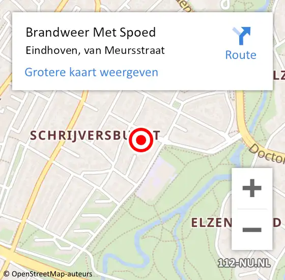 Locatie op kaart van de 112 melding: Brandweer Met Spoed Naar Eindhoven, van Meursstraat op 11 mei 2024 07:39