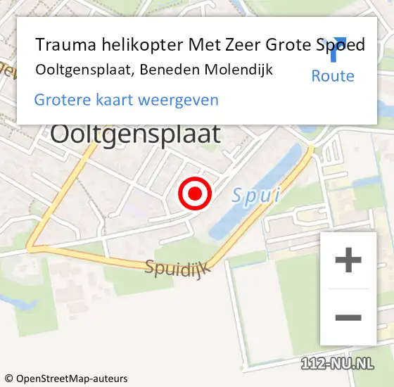 Locatie op kaart van de 112 melding: Trauma helikopter Met Zeer Grote Spoed Naar Ooltgensplaat, Beneden Molendijk op 11 mei 2024 07:40