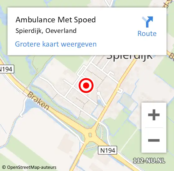 Locatie op kaart van de 112 melding: Ambulance Met Spoed Naar Spierdijk, Oeverland op 11 mei 2024 07:42