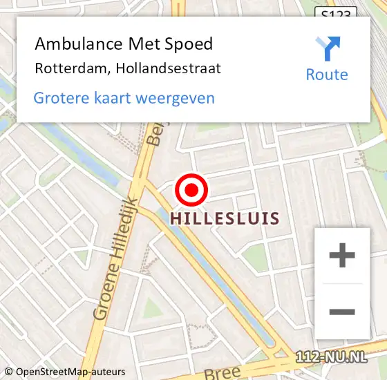 Locatie op kaart van de 112 melding: Ambulance Met Spoed Naar Rotterdam, Hollandsestraat op 11 mei 2024 08:01