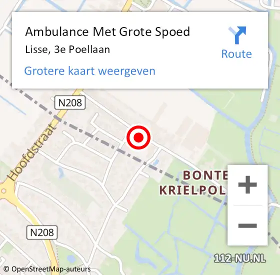 Locatie op kaart van de 112 melding: Ambulance Met Grote Spoed Naar Lisse, 3e Poellaan op 11 mei 2024 08:26