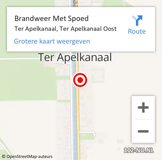 Locatie op kaart van de 112 melding: Brandweer Met Spoed Naar Ter Apelkanaal, Ter Apelkanaal Oost op 11 mei 2024 08:27