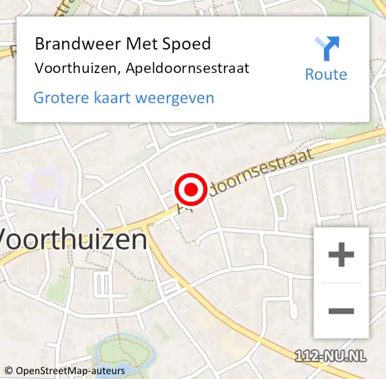 Locatie op kaart van de 112 melding: Brandweer Met Spoed Naar Voorthuizen, Apeldoornsestraat op 11 mei 2024 09:00