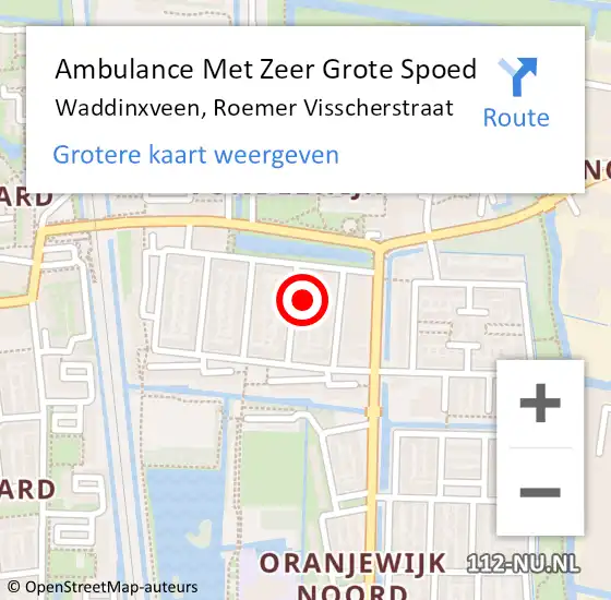 Locatie op kaart van de 112 melding: Ambulance Met Zeer Grote Spoed Naar Waddinxveen, Roemer Visscherstraat op 11 mei 2024 09:07