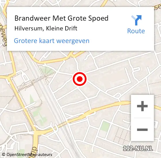 Locatie op kaart van de 112 melding: Brandweer Met Grote Spoed Naar Hilversum, Kleine Drift op 11 mei 2024 09:10