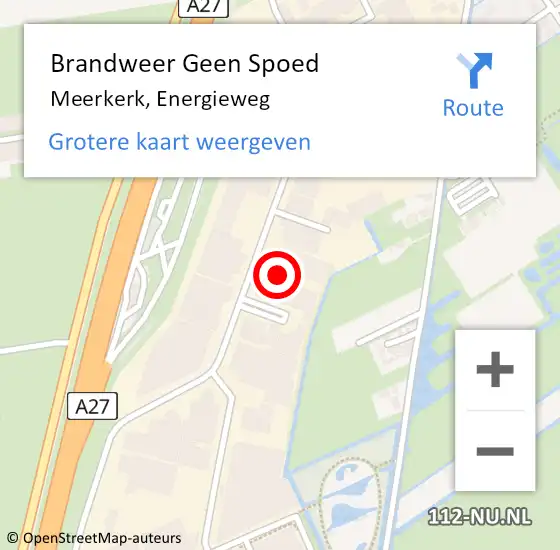 Locatie op kaart van de 112 melding: Brandweer Geen Spoed Naar Meerkerk, Energieweg op 11 mei 2024 09:19