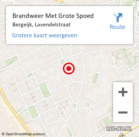 Locatie op kaart van de 112 melding: Brandweer Met Grote Spoed Naar Bergeijk, Lavendelstraat op 11 mei 2024 09:51