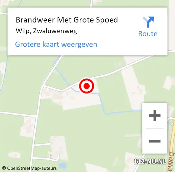 Locatie op kaart van de 112 melding: Brandweer Met Grote Spoed Naar Wilp, Zwaluwenweg op 11 mei 2024 09:59