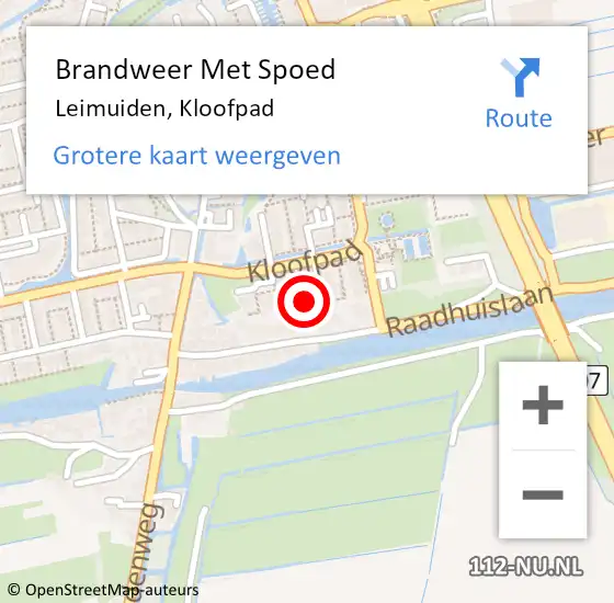 Locatie op kaart van de 112 melding: Brandweer Met Spoed Naar Leimuiden, Kloofpad op 11 mei 2024 10:00
