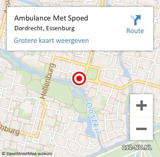 Locatie op kaart van de 112 melding: Ambulance Met Spoed Naar Dordrecht, Essenburg op 11 mei 2024 10:20