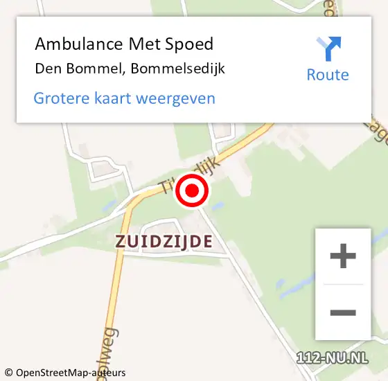 Locatie op kaart van de 112 melding: Ambulance Met Spoed Naar Den Bommel, Bommelsedijk op 11 mei 2024 10:25