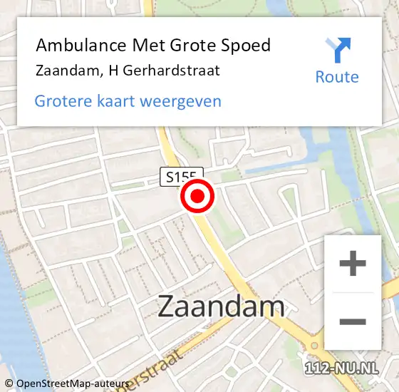 Locatie op kaart van de 112 melding: Ambulance Met Grote Spoed Naar Zaandam, H Gerhardstraat op 11 mei 2024 10:27