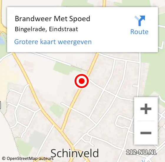 Locatie op kaart van de 112 melding: Brandweer Met Spoed Naar Bingelrade, Eindstraat op 11 mei 2024 10:28