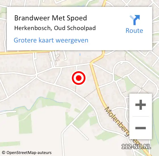 Locatie op kaart van de 112 melding: Brandweer Met Spoed Naar Herkenbosch, Oud Schoolpad op 11 mei 2024 10:28