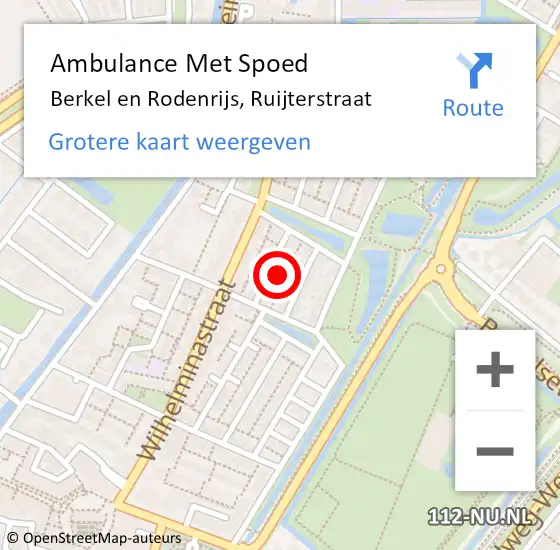 Locatie op kaart van de 112 melding: Ambulance Met Spoed Naar Berkel en Rodenrijs, Ruijterstraat op 11 mei 2024 10:29