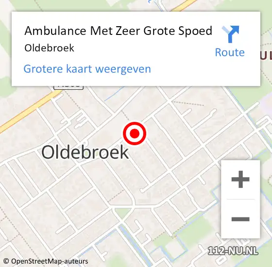 Locatie op kaart van de 112 melding: Ambulance Met Zeer Grote Spoed Naar Oldebroek op 11 mei 2024 10:32