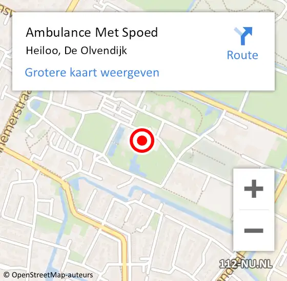 Locatie op kaart van de 112 melding: Ambulance Met Spoed Naar Heiloo, De Olvendijk op 11 mei 2024 10:34