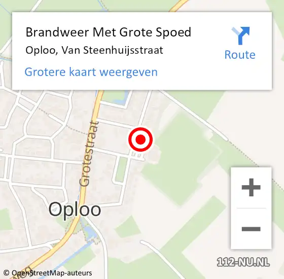 Locatie op kaart van de 112 melding: Brandweer Met Grote Spoed Naar Oploo, Van Steenhuijsstraat op 11 mei 2024 10:38