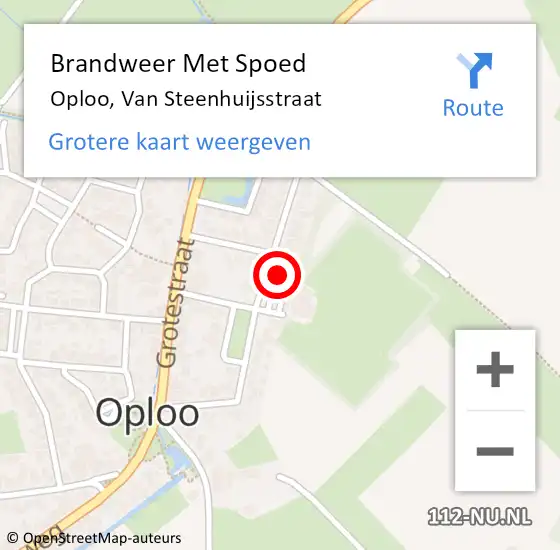 Locatie op kaart van de 112 melding: Brandweer Met Spoed Naar Oploo, Van Steenhuijsstraat op 11 mei 2024 10:39