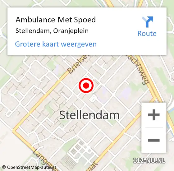 Locatie op kaart van de 112 melding: Ambulance Met Spoed Naar Stellendam, Oranjeplein op 11 mei 2024 10:41