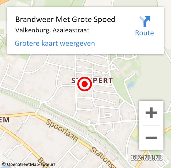 Locatie op kaart van de 112 melding: Brandweer Met Grote Spoed Naar Valkenburg, Azaleastraat op 11 mei 2024 10:44