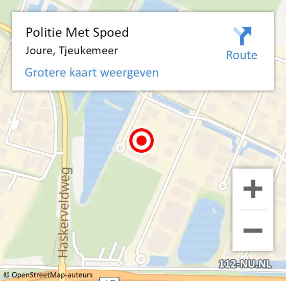 Locatie op kaart van de 112 melding: Politie Met Spoed Naar Joure, Tjeukemeer op 11 mei 2024 10:58