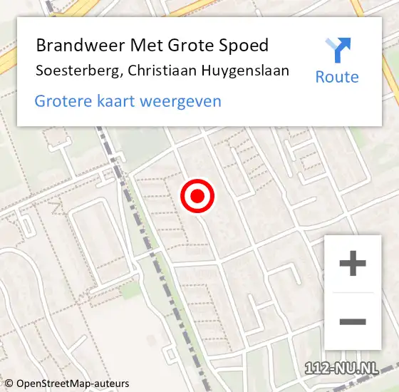 Locatie op kaart van de 112 melding: Brandweer Met Grote Spoed Naar Soesterberg, Christiaan Huygenslaan op 11 mei 2024 11:05