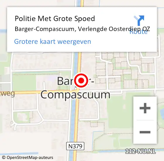 Locatie op kaart van de 112 melding: Politie Met Grote Spoed Naar Barger-Compascuum, Verlengde Oosterdiep OZ op 11 mei 2024 11:09