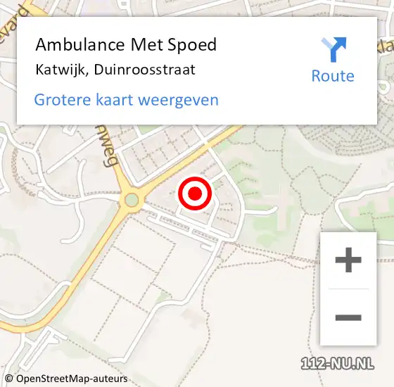 Locatie op kaart van de 112 melding: Ambulance Met Spoed Naar Katwijk, Duinroosstraat op 11 mei 2024 11:16