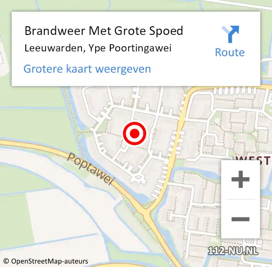 Locatie op kaart van de 112 melding: Brandweer Met Grote Spoed Naar Leeuwarden, Ype Poortingawei op 11 mei 2024 11:18