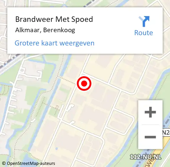 Locatie op kaart van de 112 melding: Brandweer Met Spoed Naar Alkmaar, Berenkoog op 11 mei 2024 11:29