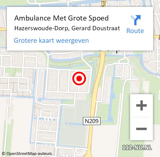 Locatie op kaart van de 112 melding: Ambulance Met Grote Spoed Naar Hazerswoude-Dorp, Gerard Doustraat op 11 mei 2024 11:37