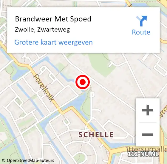 Locatie op kaart van de 112 melding: Brandweer Met Spoed Naar Zwolle, Zwarteweg op 11 mei 2024 11:40