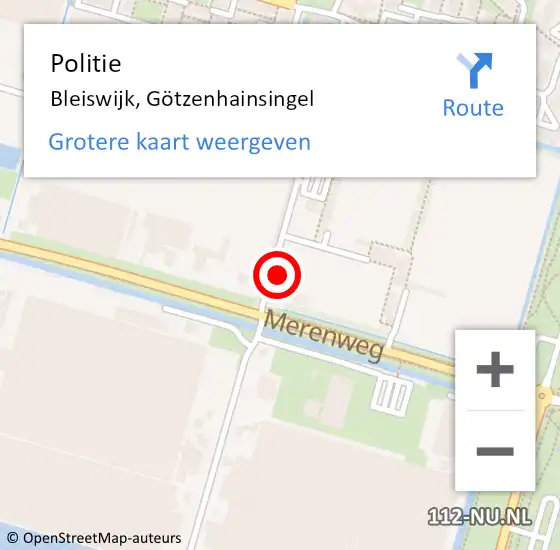 Locatie op kaart van de 112 melding: Politie Bleiswijk, Götzenhainsingel op 11 mei 2024 11:40