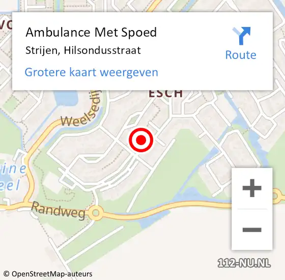 Locatie op kaart van de 112 melding: Ambulance Met Spoed Naar Strijen, Hilsondusstraat op 11 mei 2024 11:44