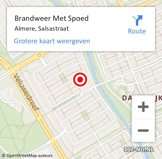 Locatie op kaart van de 112 melding: Brandweer Met Spoed Naar Almere, Salsastraat op 11 mei 2024 11:44